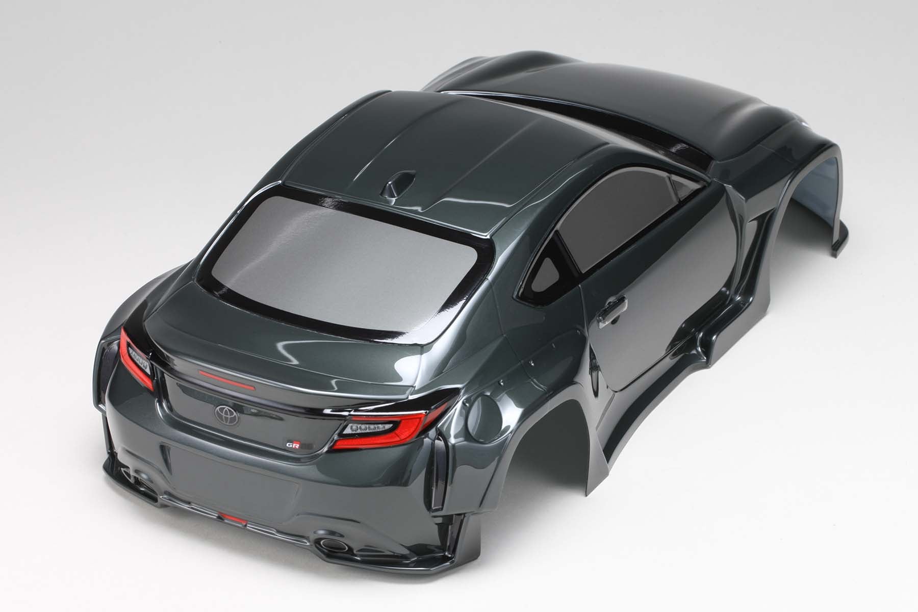 Back view of the PANDEM GR86 Body Gunmetal w/Light Decal Precut shell