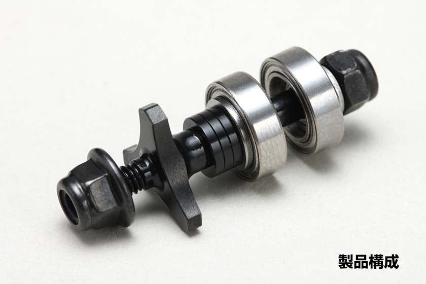 Fully built component of the Steel Double Bearing F.Axle Set for RD/SD/MD on a white background